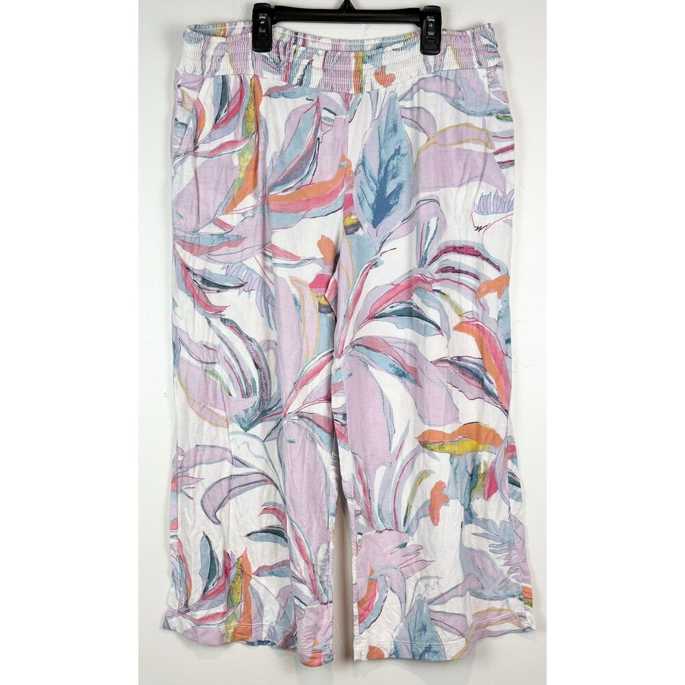 Soma Women's L Pajama Pants Multicolor Floral Capri Length Soft Comfy Loungewear